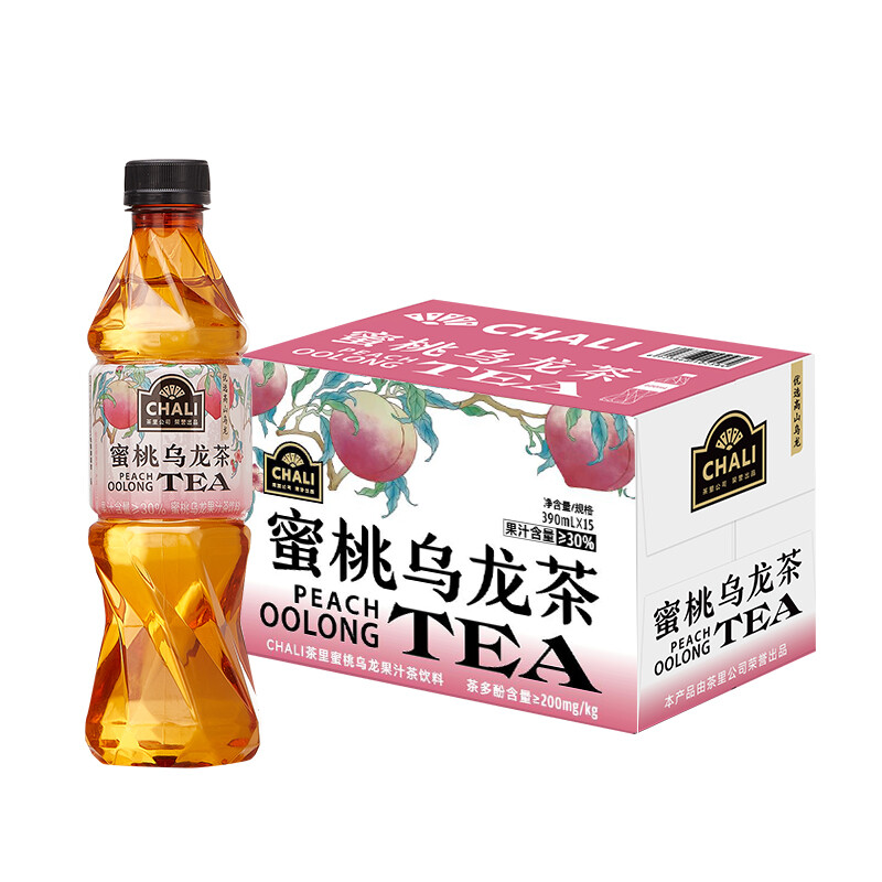 CHALI茶里公司茶饮料 果味茶 果汁饮料蜜桃乌龙果汁390ml*15瓶/箱